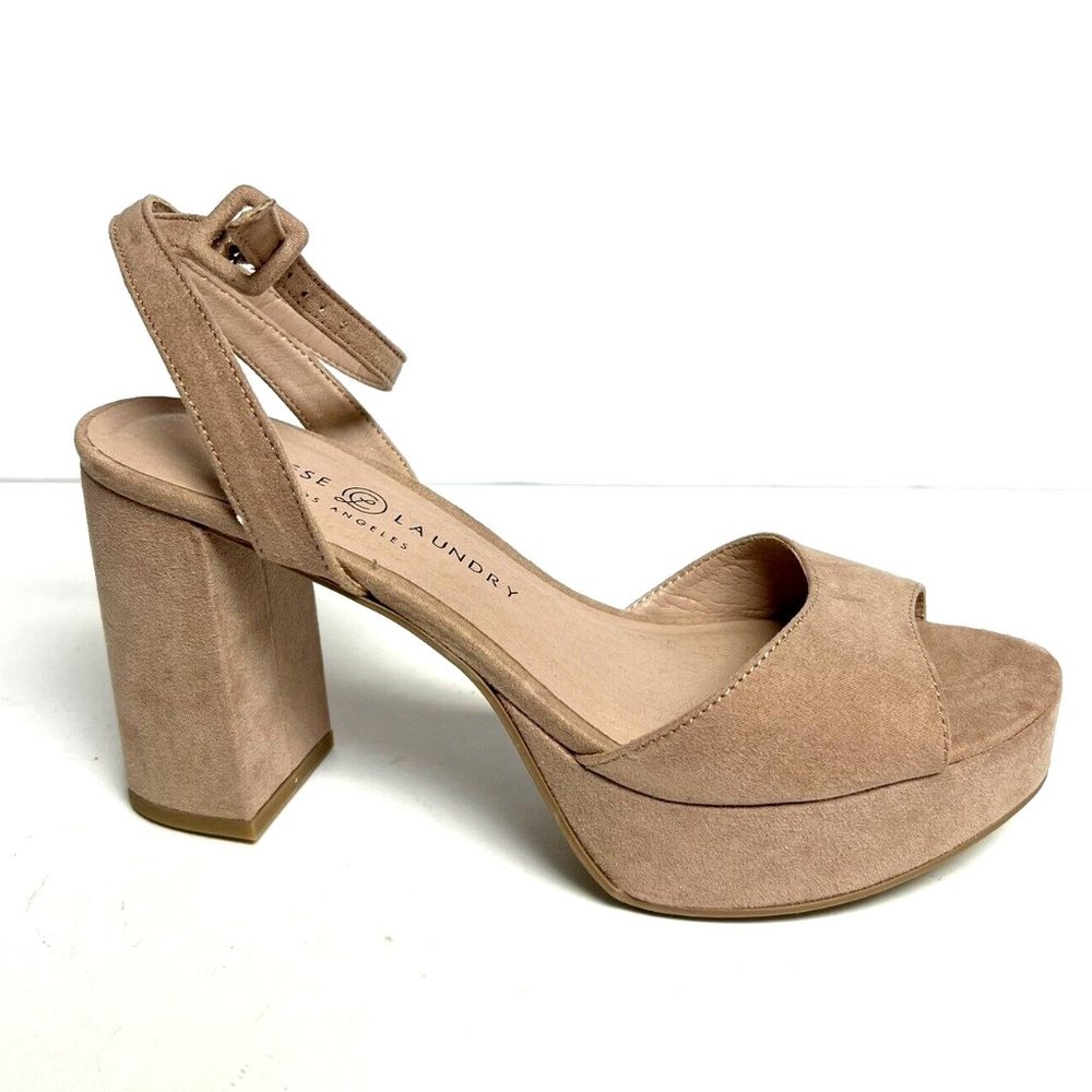 Chinese Laundry Nude Suede Platform Block Heel Sandals